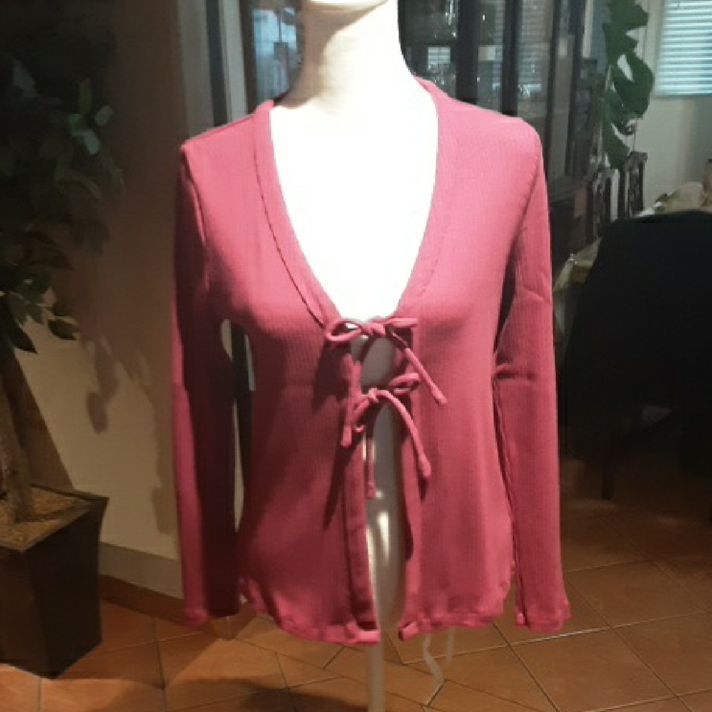 Burgundy Tie-Front Cardigan